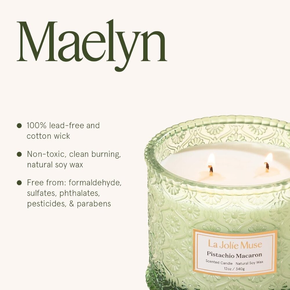 Fall Candles | Pistachio Macaron Candle – Pistachio, Milk & Vanilla | 12 oz Doub - Picture 6 of 6
